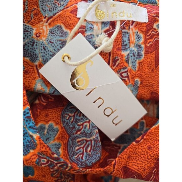 Bindu Sabrina Floral Cotton Ruffle Balloon Long Sleeves Blouse Top Shirt XS Boho - Picture 13 of 14